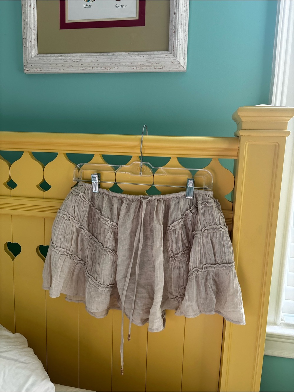 Light Taupe Tiered Ruffle Shorts Set- Women